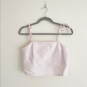 PINK TIE STRAP BRANDY CROPPED TANK
